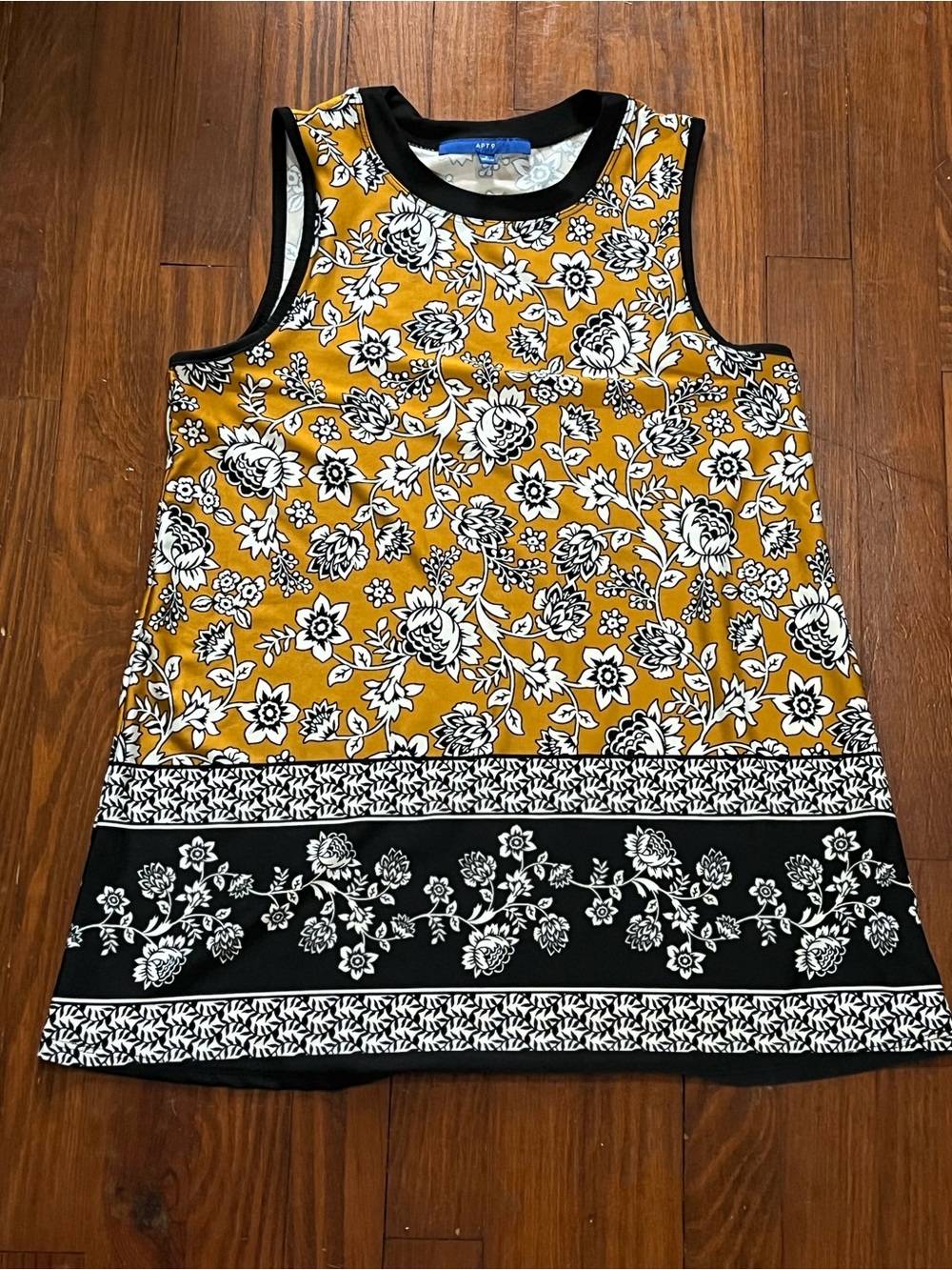 Apt. 9 Gold and Black Fall Floral Tank